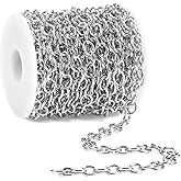 BORUINIE Silver Chain for Jewelry Making 33 Feet Aluminum Rolo Cable Chains Bulk for Bracelet Necklace Jewelry Making