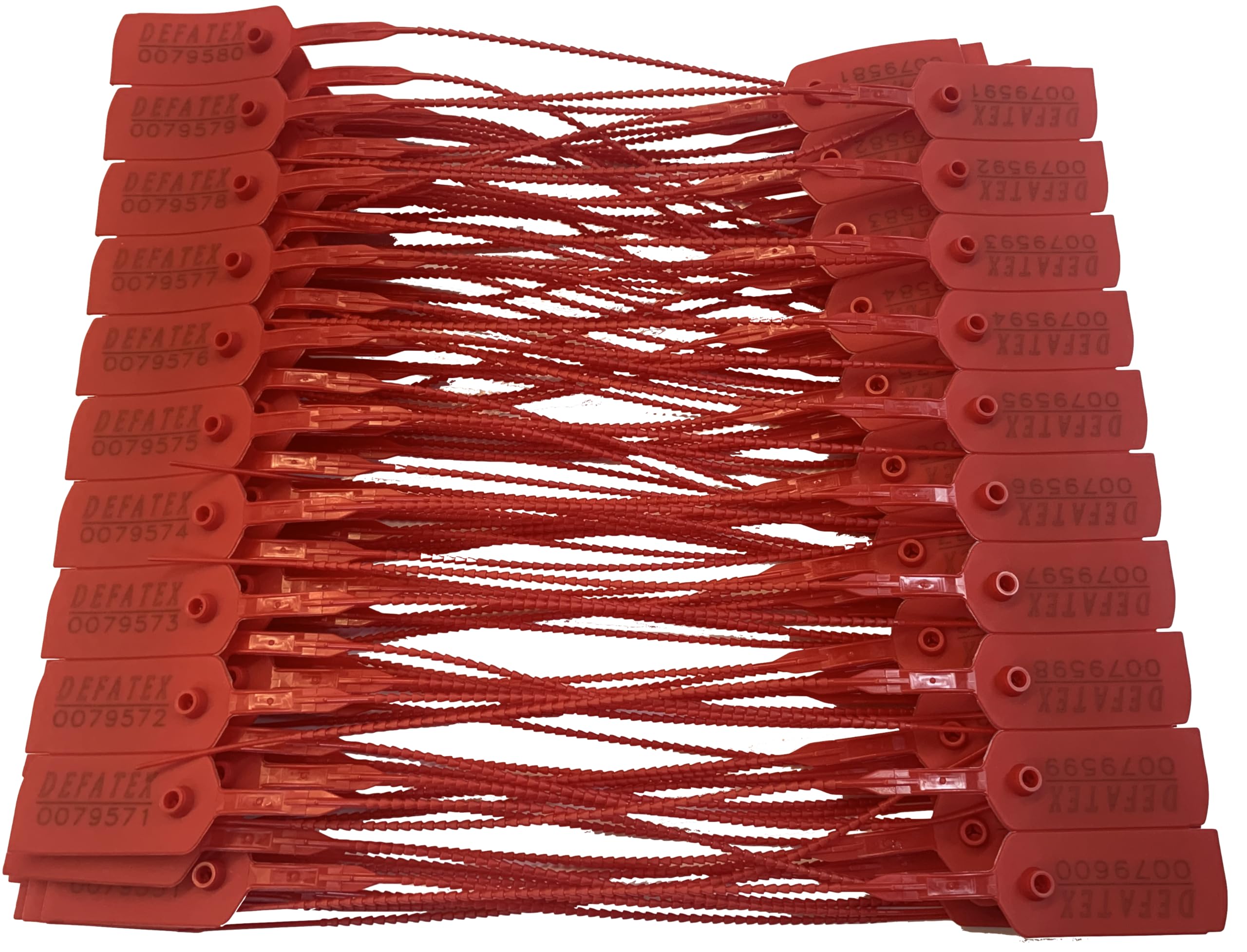 ALMA SEALS 100 SECURITY SEALS - Pull Up Type, 20 cm, Polypropylene, Red, Printed with serial numbering