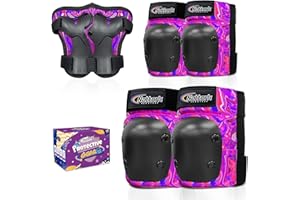 Nattork Knee Pads for Kids Youth Audlt，Knee and Elbow Pads with Wrist Guards 6 in 1 Protective Gear Set for Skateboard, Roller Skate, Inline Skates, Cycling and Scooter Boys Girls