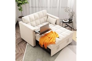 ORRD Convertible Sofa Bed, 3-in-1 Multi-Functional Velvet Sleeper Couch Pull-Out Bed, 48'' Bed Chaise Lounge with Adjustable Backrest and Pillows, Hidden Side Table for Living Room, Small Space