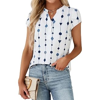 Blooming Jelly Womens Dressy Casual Blouse V Neck Ruffle Sleeve Shirts