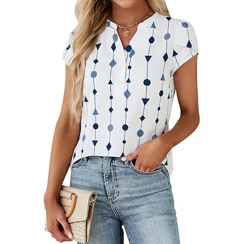 Blooming Jelly Womens Dressy Casual Blouse V Neck Ruffle Sleeve Shirts