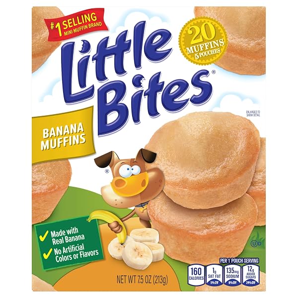 LITTLE BITES BANANA MUFFINS, 5 INDIVIDUAL PACKS, (1.5 OZ EACH), MADE WITH REAL BANANA MINI MUFFINS, 7.5 OZ MULTIPACK