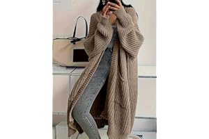 Women's Solid Color Casual Long Sleeve Drop Shoulder Knit Coat for Autumn and Winter