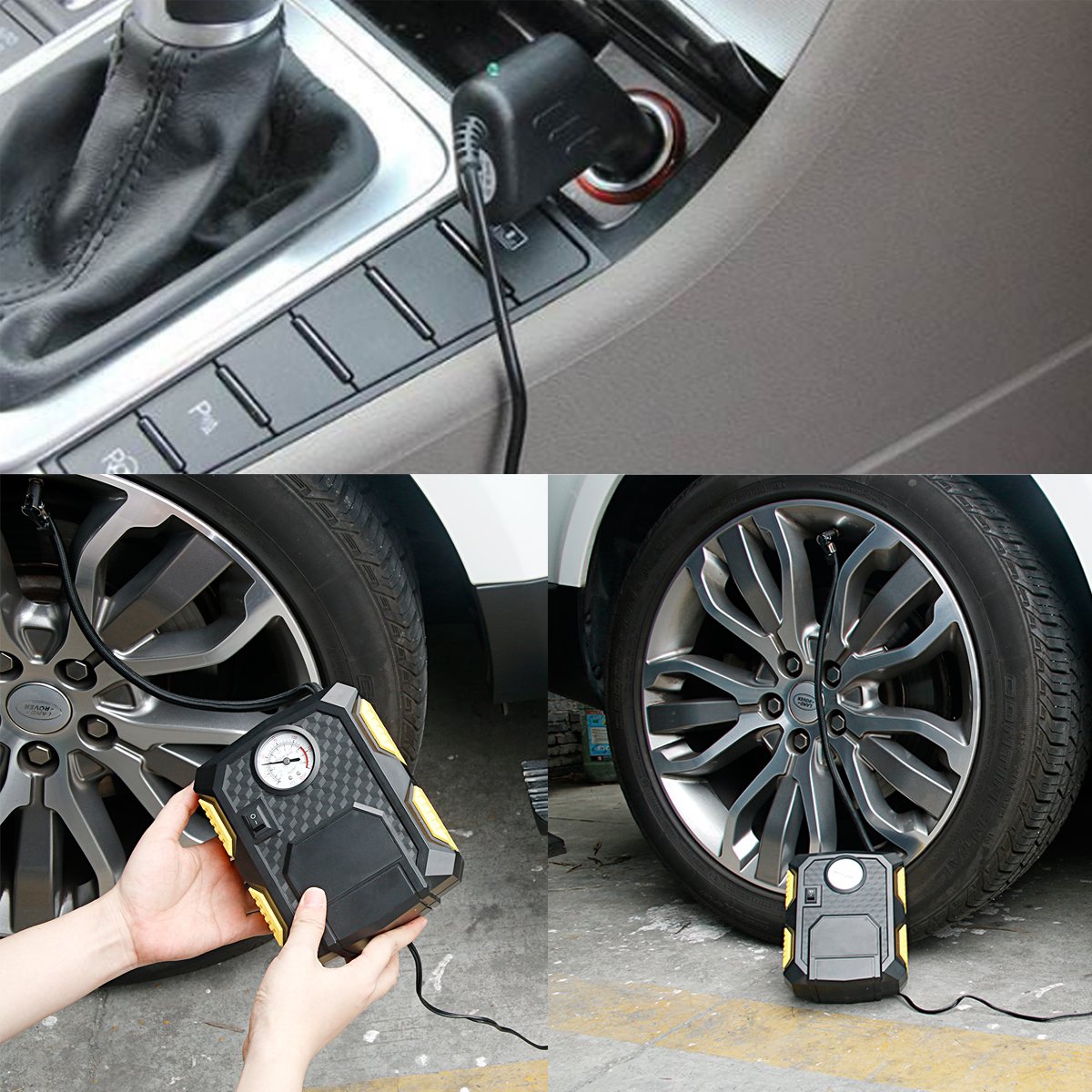 12V DC 150PSI Electric Auto Air Compressor Pump,Huicocy Portable Digital Car Tire Inflator Tire Pump with Led Light 3M Power Cord