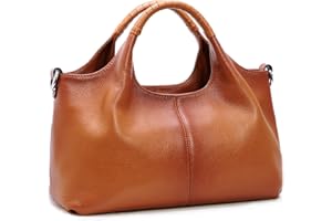 Iswee Genuine Leather Shoulder Bags Purses and Handbags for Women Satchel Designer Cross Body Hobo Medium Size Tote