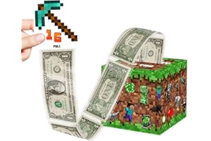 Azbuk Surprise Money Box Gift Pull - Happy Birthday Money Box for Cash Gift Set Included 100Pcs Transparent Bags, Fun Birthday Gift for Friends, Game Lover Birthday Gifts for Women Men