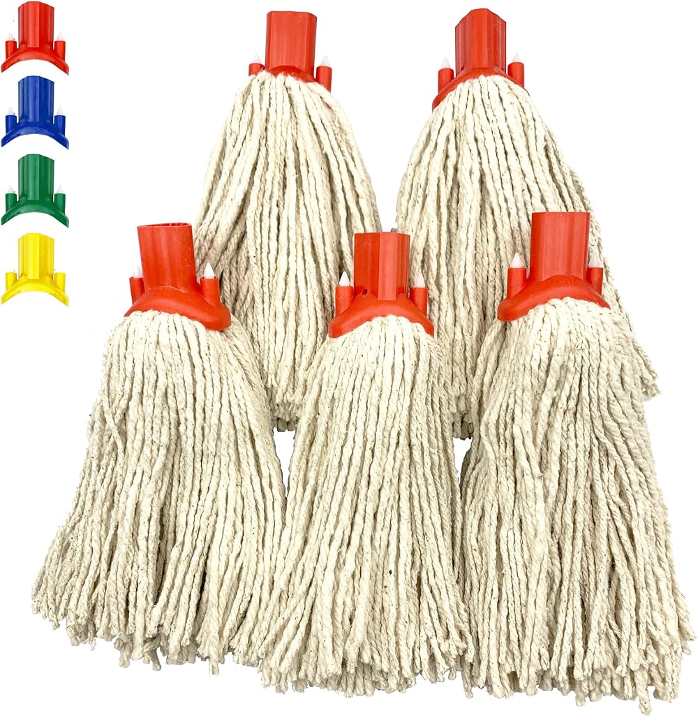 TDBS Mop Heads Replacement Colour Coded Self Threading Socket Cotton No 12 PY