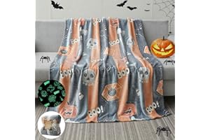 LIFEYJ Glow in The Dark Halloween Blanket Gifts for Girls Boys, Soft Pumpkin Blanket 3 4 5 6 7 8 9 10 Year Old Girl Gifts, Girls Toys Age 6-8, Girls Gifts for Birthday, 50"x60"