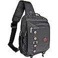 Kawei Knight Large Sling Bag Laptop Backpack Cross Body Messenger Bag Shoulder Travel Rucksack (C- Black)