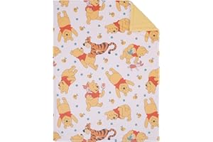 NOJO Disney Winnie The Pooh Summertime Fun Yellow, Orange, and White Super Soft Sherpa Baby Blanket