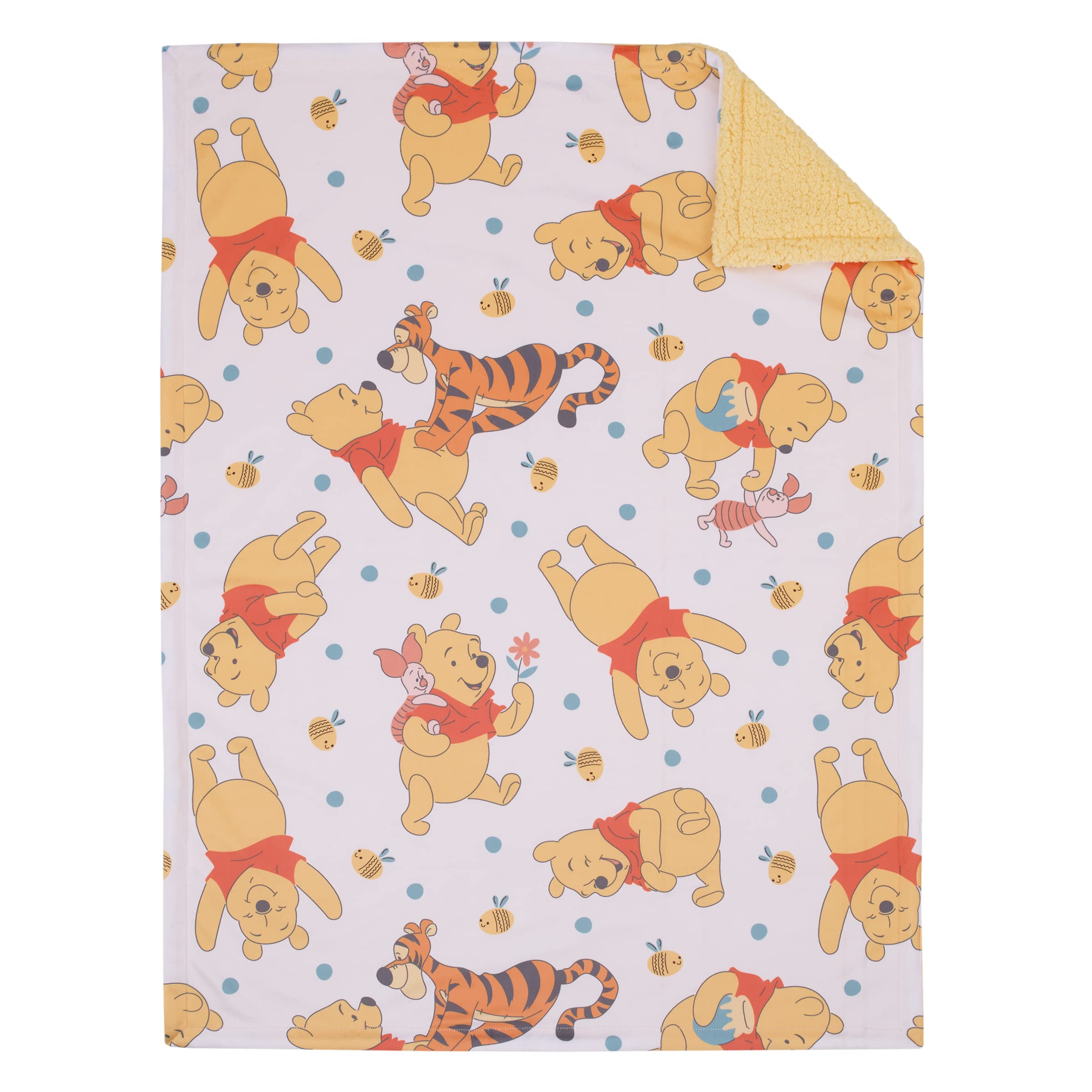 Photo 1 of Disney Winnie The Pooh Summertime Fun Yellow, Orange, and White Super Soft Sherpa Baby Blanket