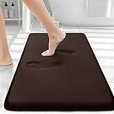 Smiry Memory Foam Bath Mat 30x20, Extra Soft and Absorbent Bathroom Mats, Non Slip Washable Carpet for Floor, Shower and Tub, Brown