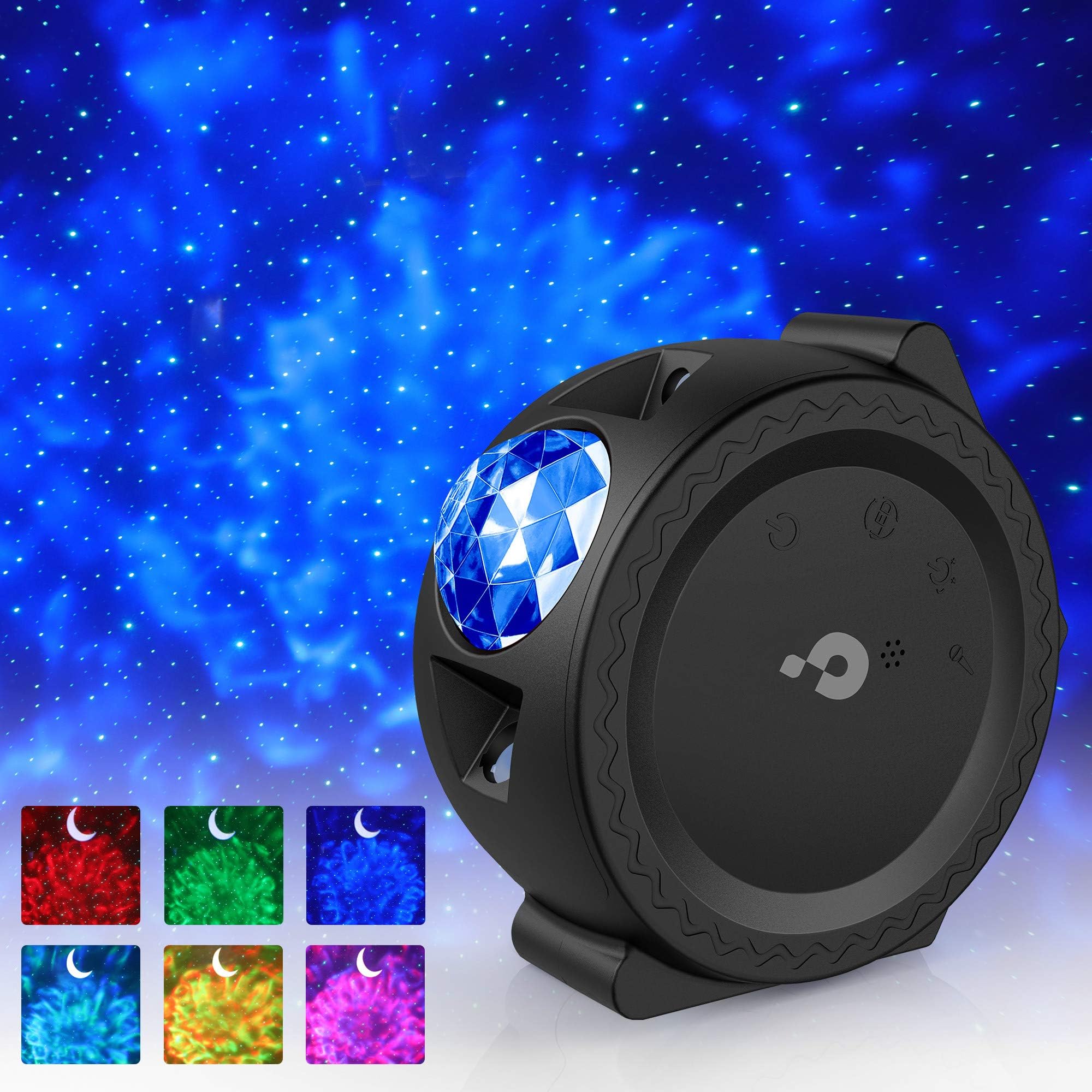 Night Light Projector, 3-1 LED Star Projector Moon and Star Lights, with Voice Control, 6 Lighting Effects, 360-Degree Rotating Sky Star Stage light Best for Children&Adults Bedroom (Gray)