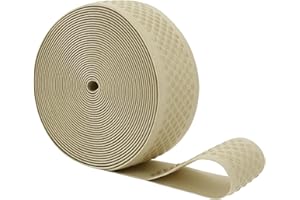 Mandala Crafts 1.5 Inch Elastic Silicone Gripper Tape for Clothing - 10 Yds Dotted Non Slip Elastic Band for Sewing - Beige Silicone Flat Fabric Stretchy Ribbon Straps