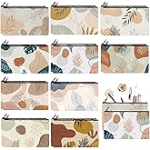Reginary 20 Pieces Cosmetic Bag for Women, Roomy Makeup Bags with Zipper Toiletry Bag Pouch Travel Accessory Organizer Gifts, 7 x 4.3 Inches(Boho Leaf)