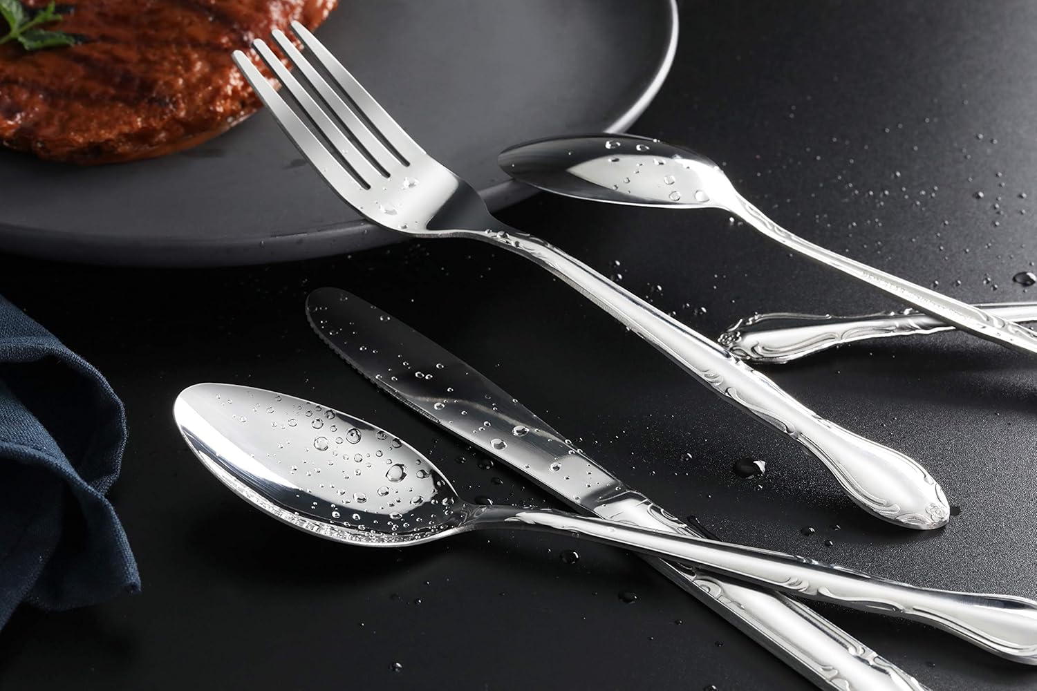 New Star Foodservice 58628 Rose Pattern, 18/0 Stainless Steel, Dinner Knife, 8.5-Inch, Set of 12: Kitchen & Dining