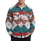 ZAFUL Men's Aztec Print Long Sleeve Button Down Shirts Tops Graphic Jacket Long Sleeve Button Down Shirts(C1 S)