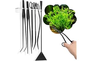NEPTONION 8 in 1 Aquascaping Tool Kit with Acrylic Storage Rack, Black Steel Aquatic Landscaping Equipment Perfect to Create 