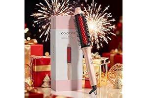 GOLD TIME Infrared Thermal Brush, 1.65 inch Heated Round Brush for Blowout Look, Dual Voltage, Negative Ion Thermal Hair Tools, 6 Temperature, No Damage, Pink Gifts for Women