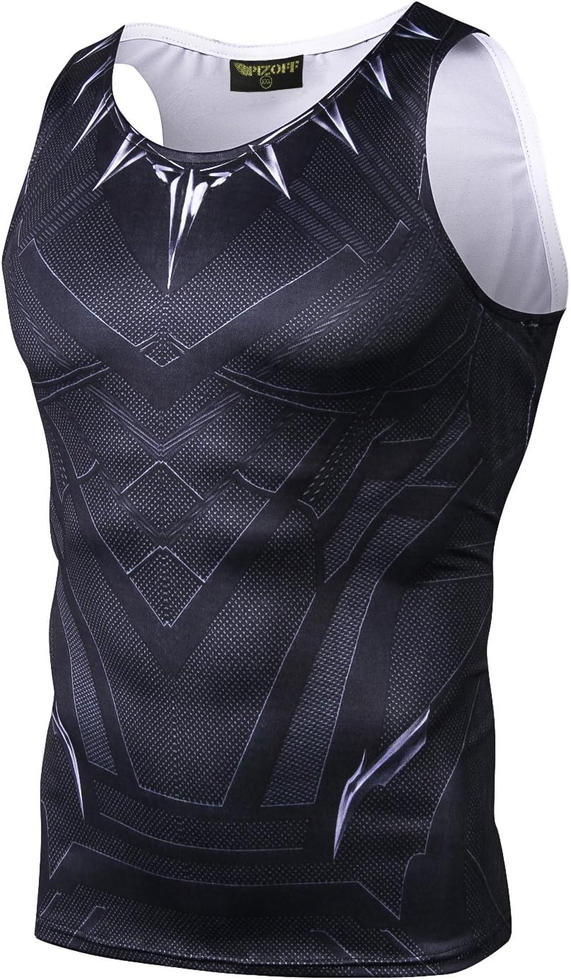 Pizoff Unisex Sleveless Cartoon Print Work Out Compression Muscle Tank Top