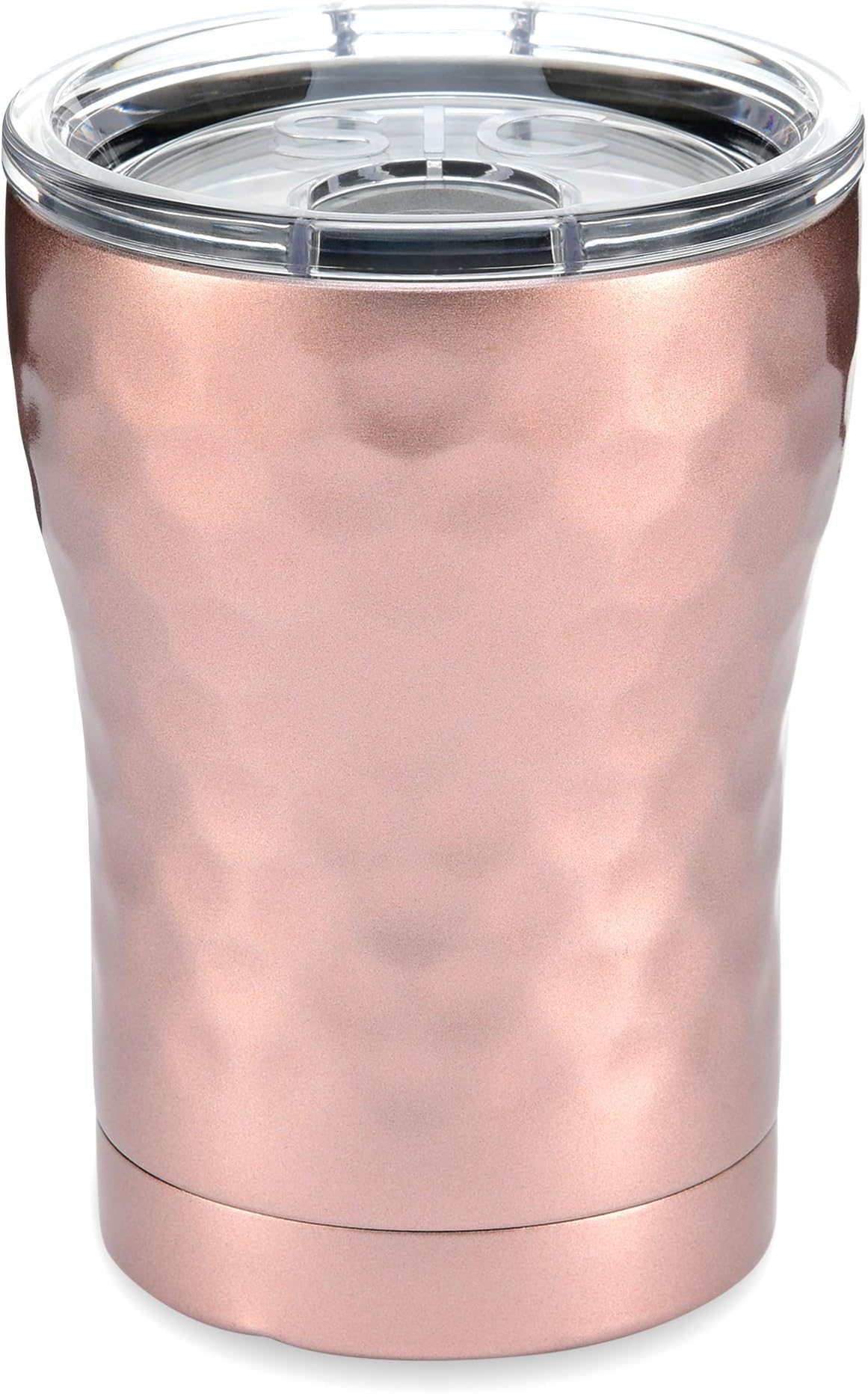12 Oz. Double Wall Vacuum Insulated 18/8 Stainless Steel Powder Coated Travel Mug Tumblers with Splash Proof BPA Free Lid and - Hammered Rose Gold