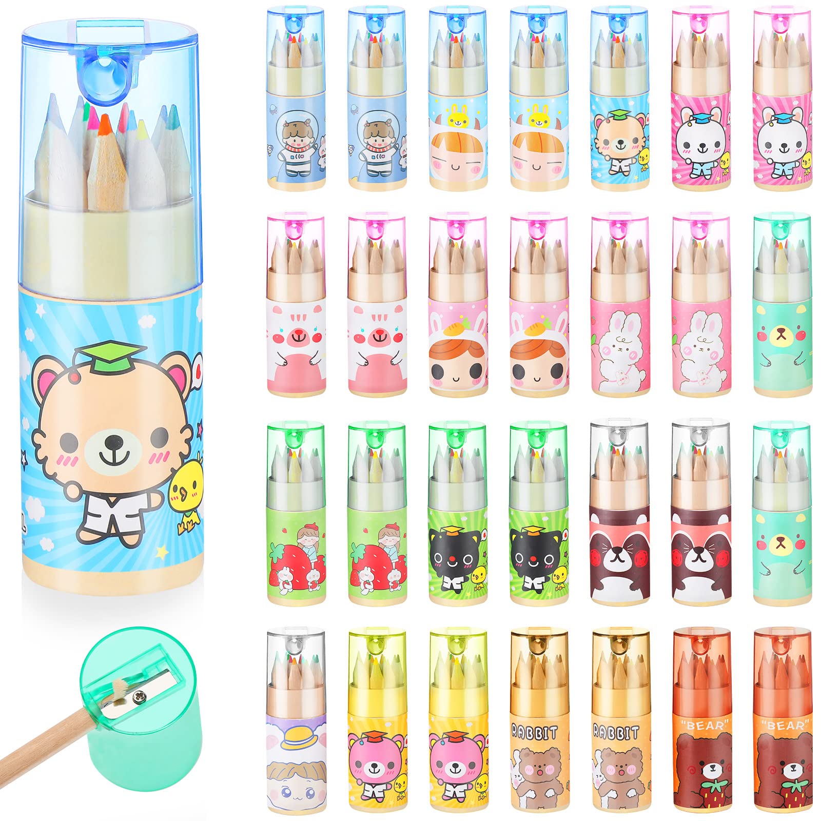 Photo 1 of Fumete Cute Pencils Mini Drawing Colored Pencils Bulk for Kids with Sharpener Portable Color in Tube Party Favors Gift for Classroom School Supplies, 12 Colors