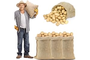 ANPHSIN 4Pcs Breathable Natural Burlap Bags - 19.5"x35" Reusable Thicken Jute Potato Onion Food Storage Sacks with Rope