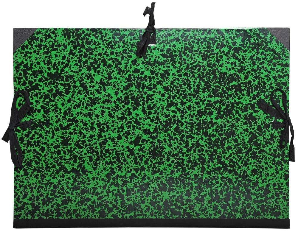 Exacompta - Ref 531100E - Annonay Portfolio with Tie Ribbon - A4 (210 x 297mm) in Size, For Safely Transporting Artworks & Documents, Marbled Effect Cover - Green โ image 1