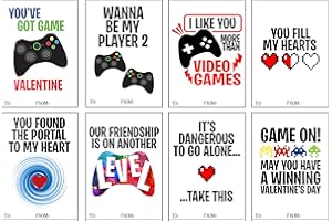 Silly Goose Gifts Neon Video Gamer Game Themed Valentine's Day Card Set Exchange (Set of 24) Valentine
