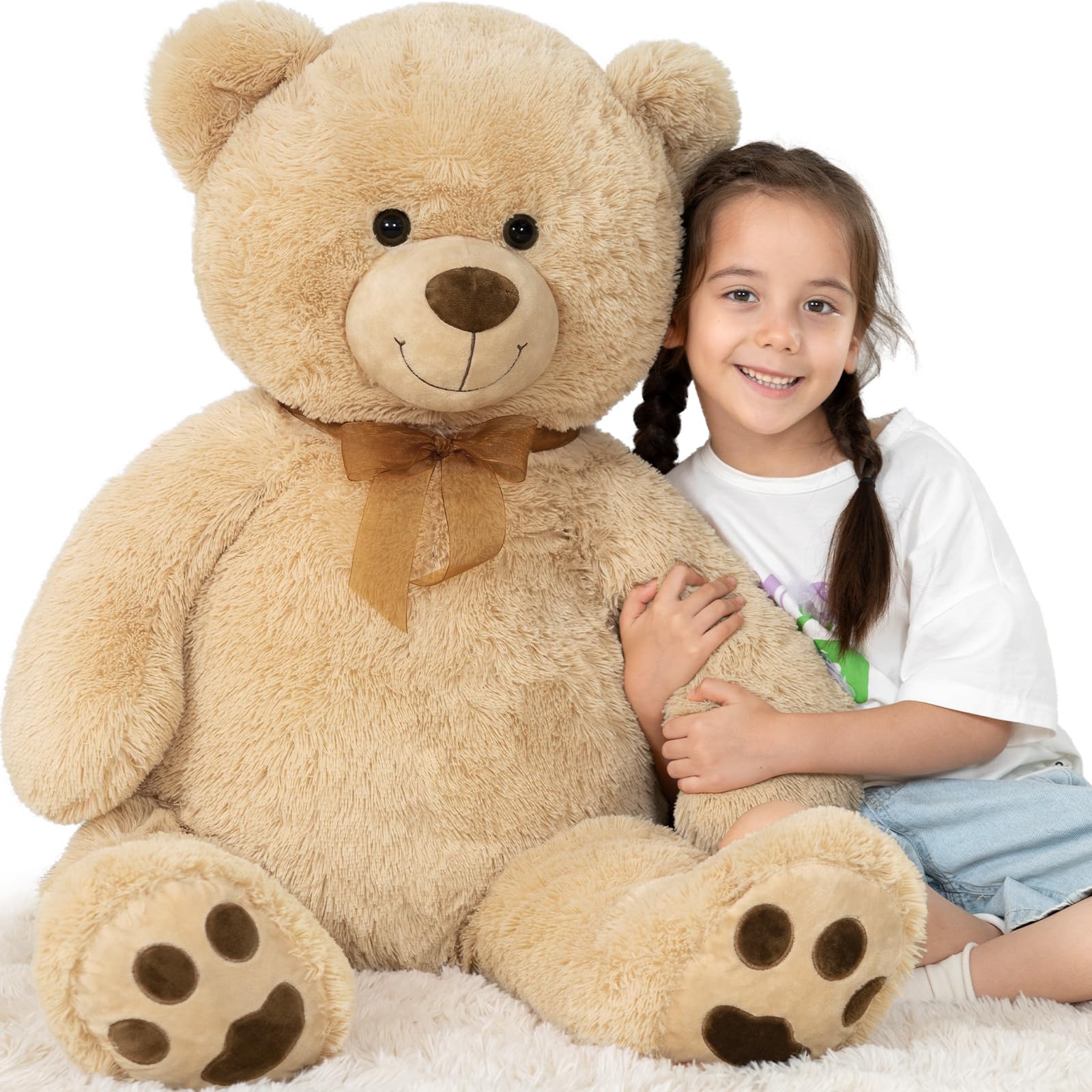Photo 1 of Tezituor Big Teddy Bear Stuffed Animal 39inch - Classic Large Teddy Bear - Brown Large Stuffed Bear Plush Toys for Kid Christmas Birthday - Gift for Girlfriend