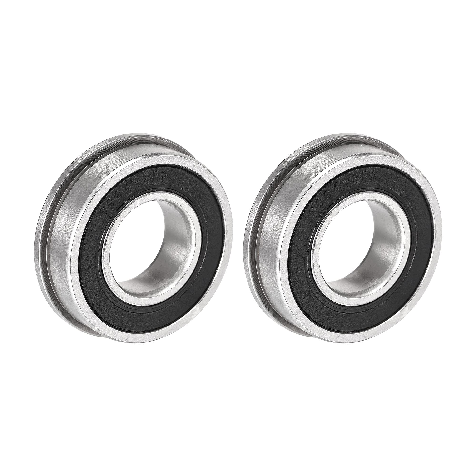 sourcing map F6004-2RS Flanged Ball Bearing 20x42x12mm Double Sealed Chrome Steel Bearings 2pcs