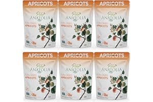 BOYRAZ PURE ANATOLIA 100% Turkish Sun Dried Apricots by Pure Anatolia, Non GMO, No Sugar Added, Sulfur Free, Kosher, Halal, Healthy Whole Fruit Fiber Snacks, Pack of 6