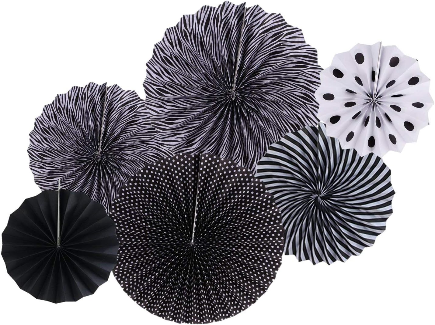 INFInxt Party Decoration Paper Fan - Set of 6 (Black)