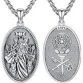 AUDINCEED Hecate Necklace 925 Sterling Silver Goddess of Witches of Magic Hekate Pendant Necklace Ancient Greek Mythology Night of Hekate Moon Amulet Jewelry for Women Men