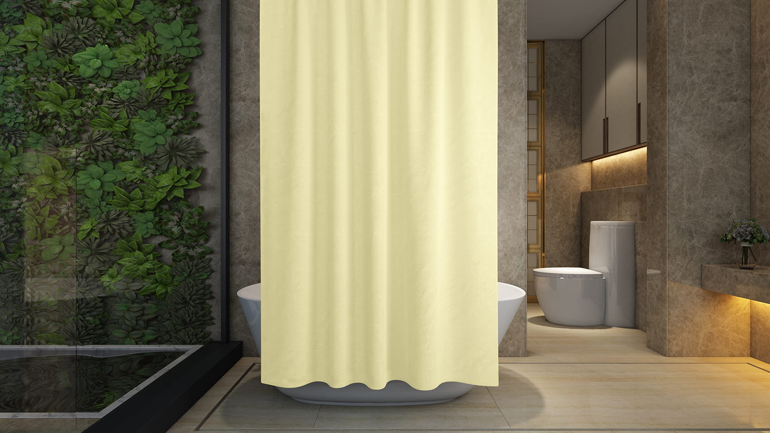 ProBytes Shower Curtain - Made of PEVA, Water Repellent, Mildew Resistant, 180x180cm, 71x71inch, Rail Hooks,Feather Light, Ultra-Thin, Wet Rooms, Shower, Bath, Plain, Vibrant Colours (Cream)