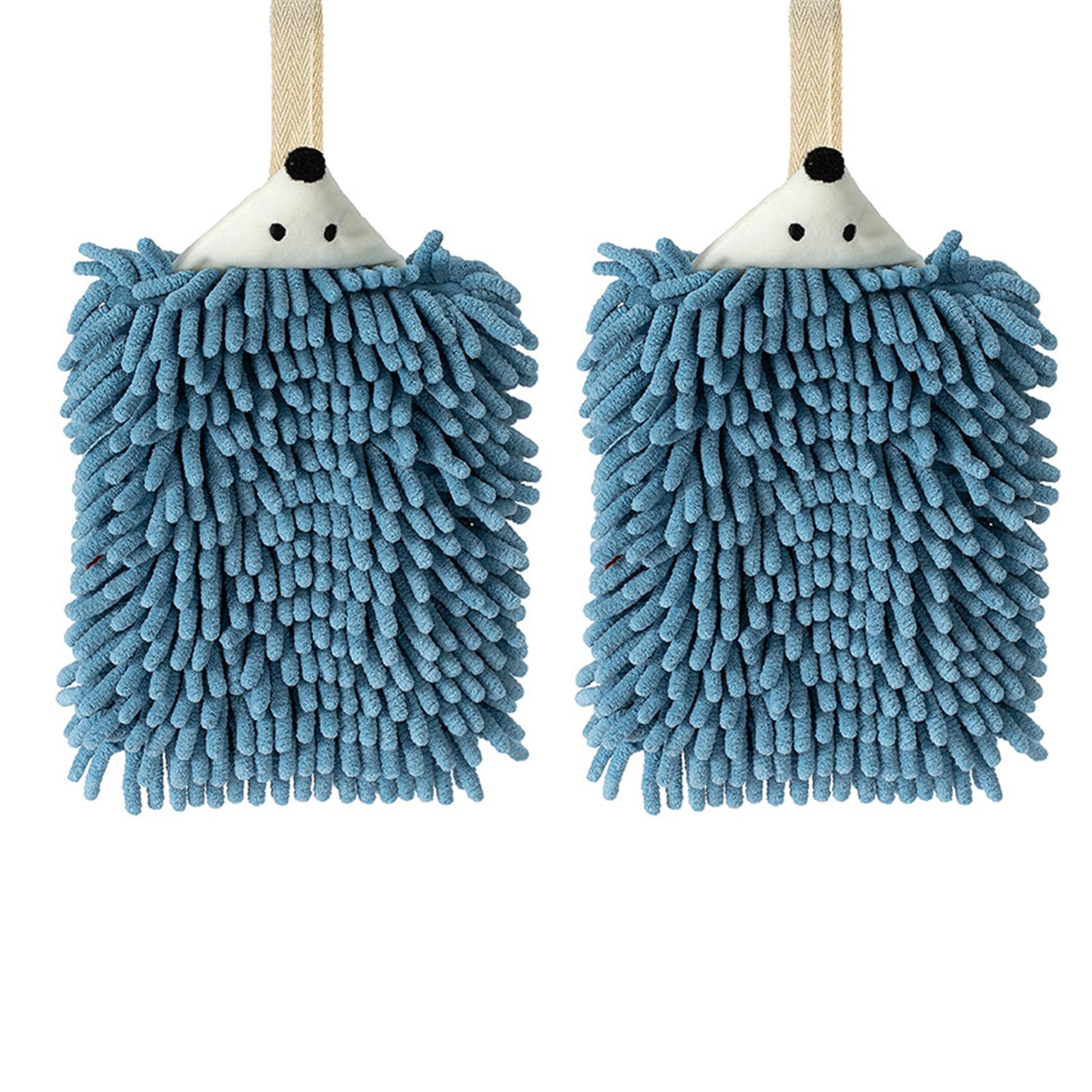 soulnioi Kitchen Hand Towels, Cute Animal Dish Cloths Microfiber Cleaning Cloth Absorbent Washcloth with Hanging Loop for Kitchen and Bathroom - Hedgehog, Blue