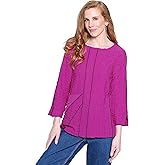Ali Miles Womens Clothing | Textured Woven Popover for Women| Scoop Neck and 3/4 Sleeve Womens Tunic | Dressy & Casual Clothing for Women(Magenta | L)