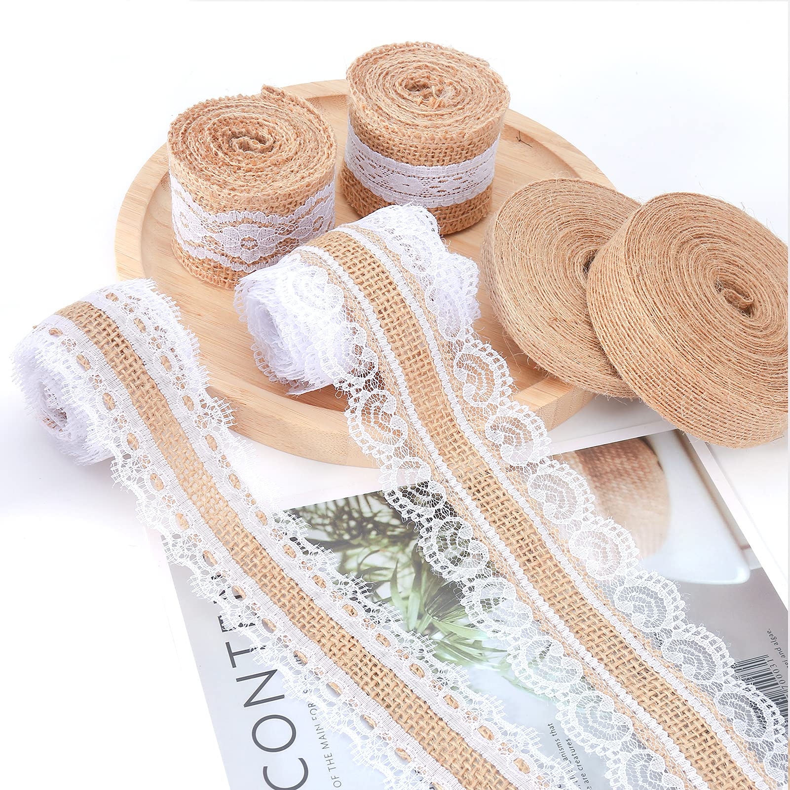 HERZWILD Jute Ribbon - Vintage Lace Hessian Jute for DIY Crafts, Christmas Decoration, Wedding Party, Gift (28 m)