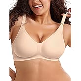 LetsJoli Push Up Seamless Bras for Women No Underwire Support and Lift V Neck Wireless Full Coverage Bralettes Everyday Bras