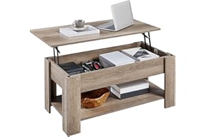 Yaheetech Lift Top Coffee Table w/Hidden Compartment & Storage Rustic Dining Table for Living Room Reception Room Office Gray