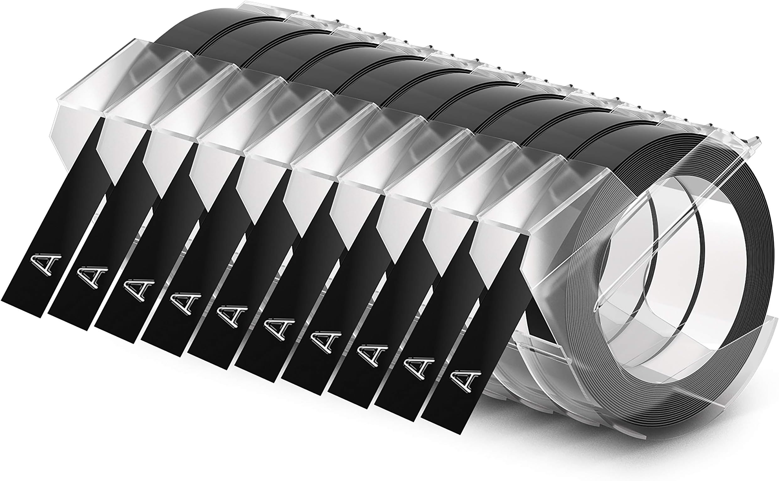 Dymo Embossing Tape Self-Adhesive, 9 mm x 3 m - White on Black