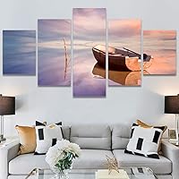 SIGNWIN 5 Panel Canvas Wall Art Modern Art Boat Expressive Multicolor Nautical Photography Transportation for Home Decorations Ready to Hang - 60