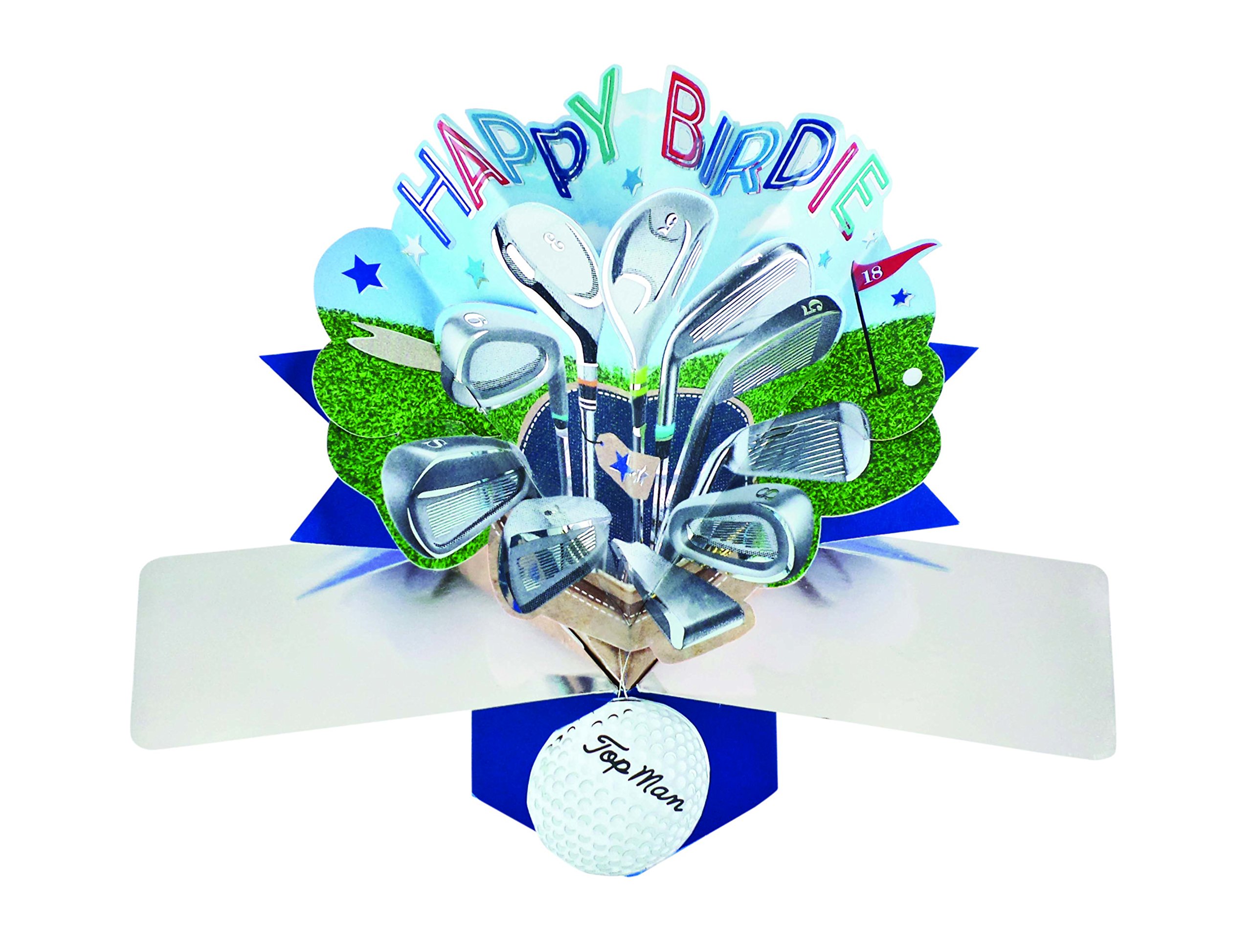 Happy Birdie Golf Pop-Up Greeting Card Original Second Nature 3D Pop Up Cards