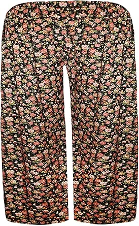 Chocolate Pickle New Ladies Plus Size Black Ethnic Print Elasticated Wide Leg Culottes Shorts 