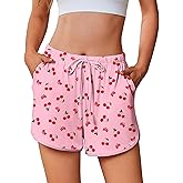 Ekouaer Women's Pajama Shorts Elastic Waist Sleep Shorts Stylish Lounge Shorts Casual Comfy Sweat Shorts