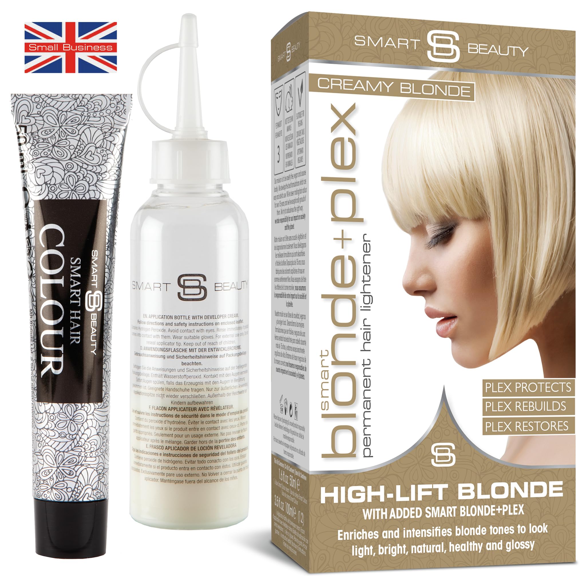 Creamy Blonde Hair Dye with added Plex Hair Care Conditioner, Permanent Hair Colour with Natural Creamy Toner for Blonde Hair, Vegan Hair Dye, Cruelty-Free - Smart Beauty Hair Colour