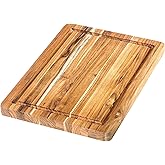 Teakhaus Cutting Board - Small (S) Wood Cutting Board with Juice Groove (14”L x 10”W) Holiday Gift Ideas for Men and Women - Gift-Ready, Thin, Lightweight, Reversible, Knife Friendly - FSC Certified