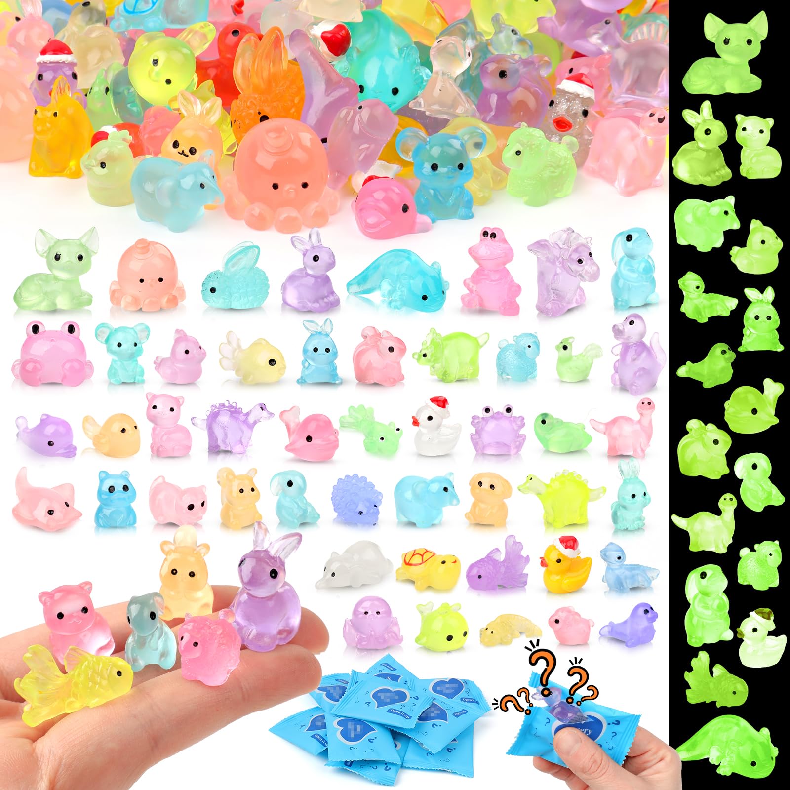 Photo 1 of 100PCS Mystery Bag Mini Resin Animals Luminous for Crafts Decor Mini Resin Ocean Animals Miniature Ornaments for Micro Landscape Garden Aquarium Dollhouse Party Favors Surprise Gifts for Kids