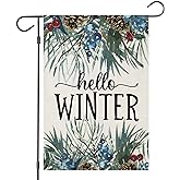 PIPISASA Winter Garden Flag – Doppelseitig 3x5 Ft Mit Rotkehlchen & Kiefern, Wetterfest Für Außendekoration (Weihnachts-/Winter-Flagge)